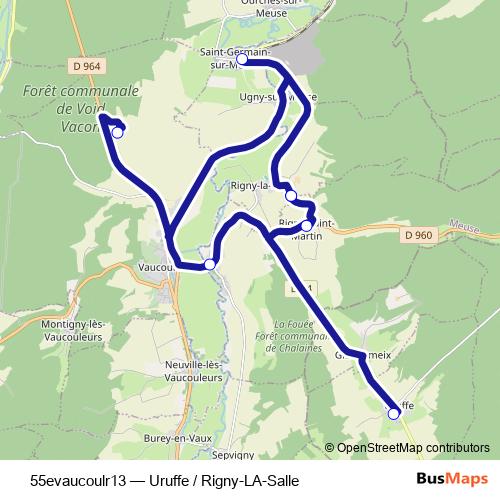 55evaucoulr13 bus Line Map