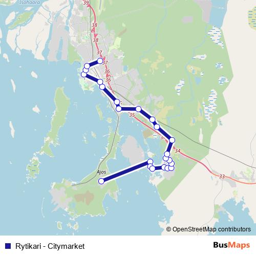 Rytikari - Citymarket bus Line Map