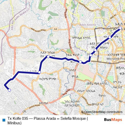 Tx Kolfe 035 bus Line Map