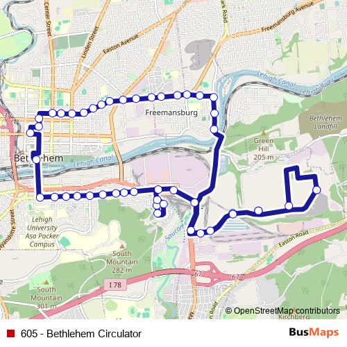 605 - Bethlehem Circulator bus Line Map