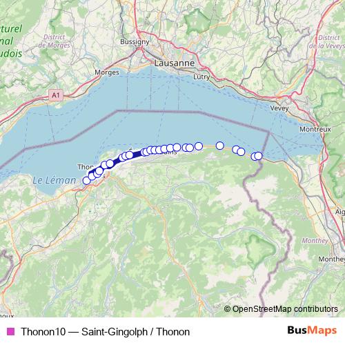Thonon10 bus Line Map