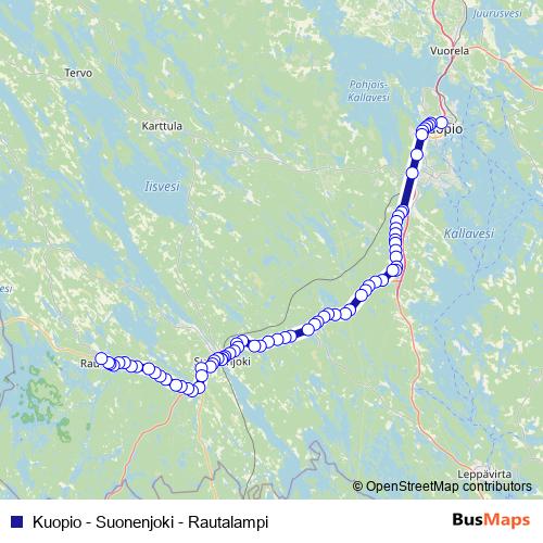 Kuopio - Suonenjoki - Rautalampi bus Line Map