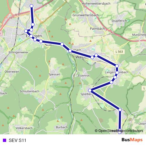 SEV S11 bus Line Map