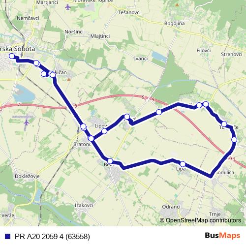 PR A20 2059 4 (63558) bus Line Map