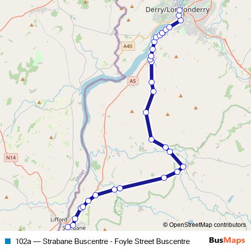 102a bus Line Map
