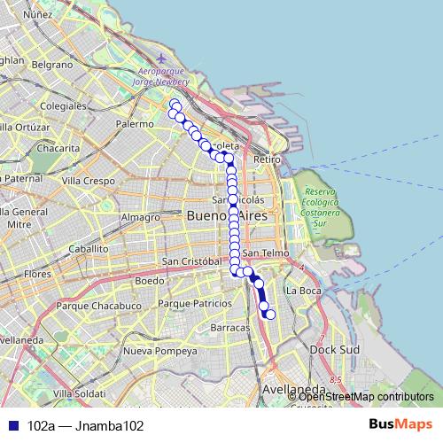 102a bus Line Map