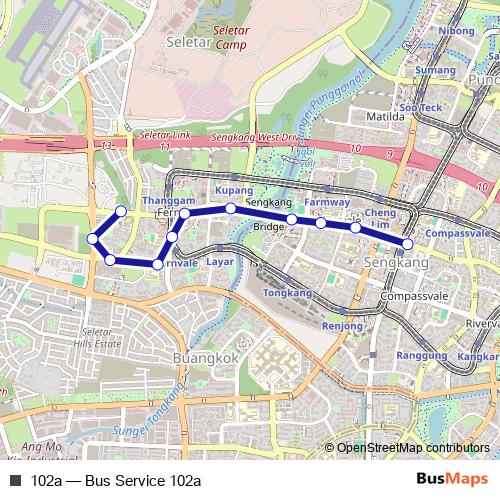 102a bus Line Map