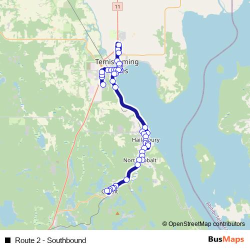 Route 2 - Southbound bus Line Map