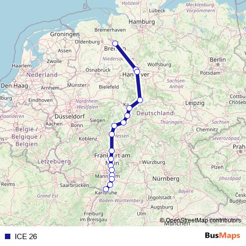 ICE 26 rail Line Map