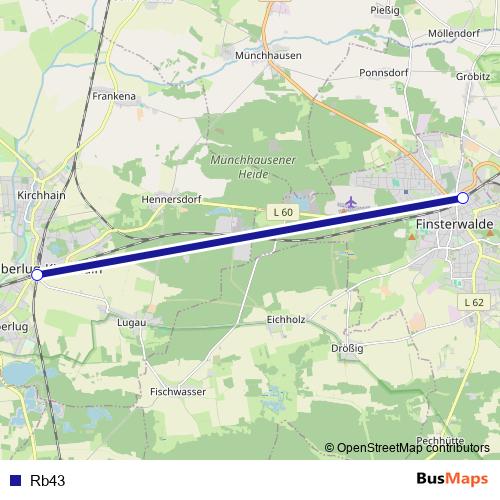Rb43 bus Line Map