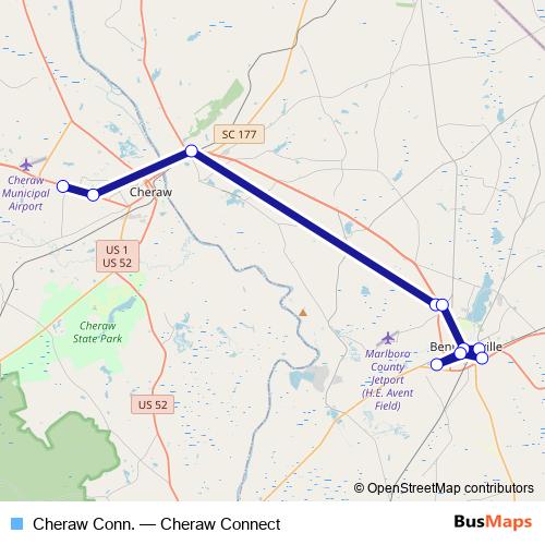 Cheraw Conn. bus Line Map