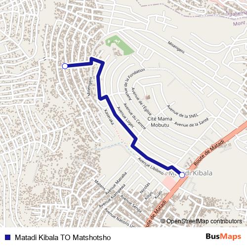 Matadi Kibala TO Matshotsho bus Line Map