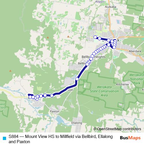 S884 bus Line Map