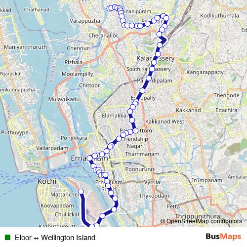 Eloor ↔ Wellington Island bus Line Map