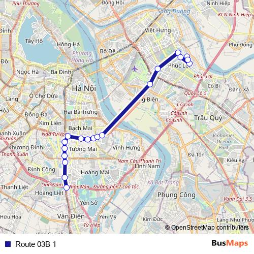 Route 03B 1 bus Line Map