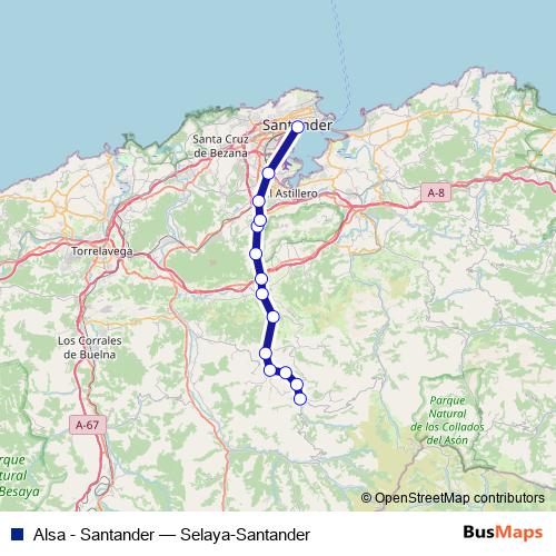 Alsa - Santander bus Line Map