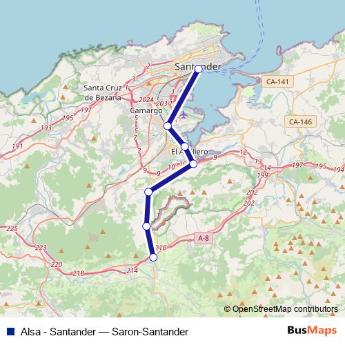 Alsa - Santander bus Line Map