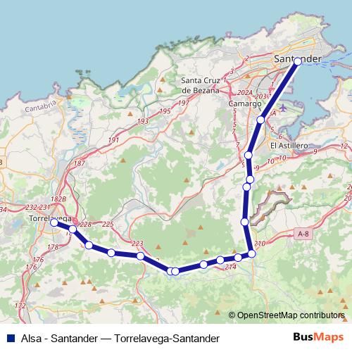 Alsa - Santander bus Line Map