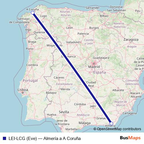 LEI-LCG (Eve) air Line Map