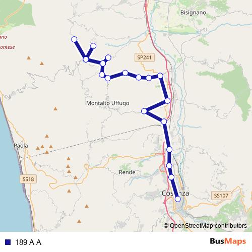 189 A A bus Line Map