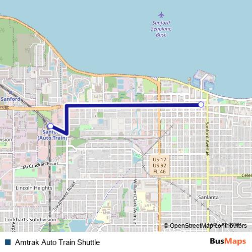 Amtrak Auto Train Shuttle bus Line Map