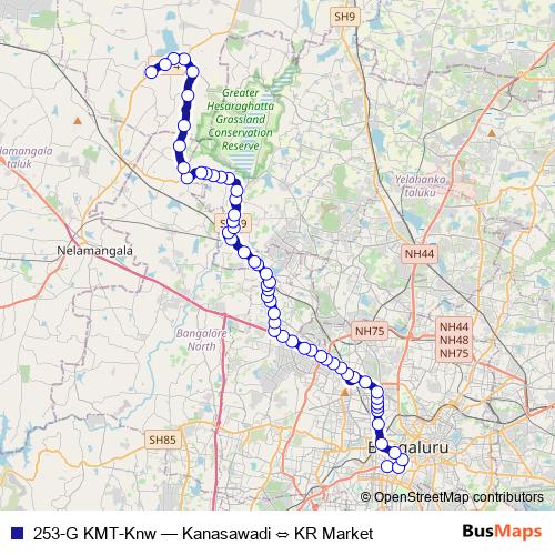 253-G KMT-Knw bus Line Map