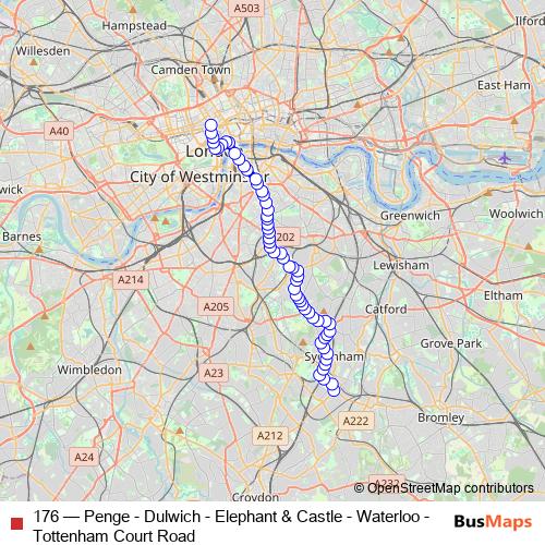 176 bus Line Map