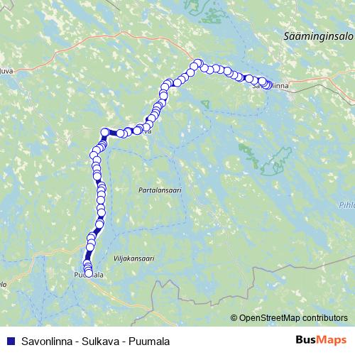 Savonlinna - Sulkava - Puumala bus Line Map