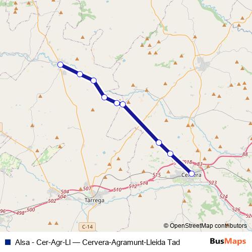 Alsa - Cer-Agr-Ll bus Line Map