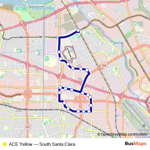 ACE Yellow bus Line Map