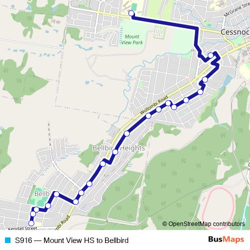 S916 bus Line Map
