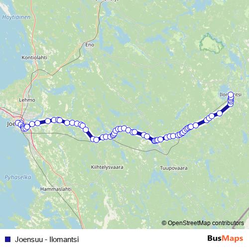 Joensuu - Ilomantsi bus Line Map