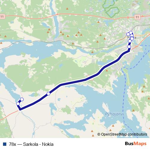 78x bus Line Map