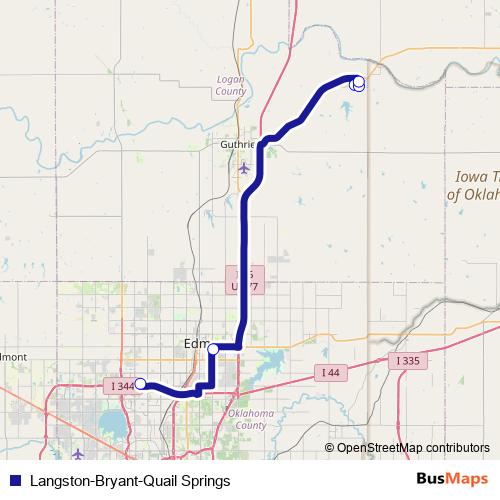 Langston-Bryant-Quail Springs bus Line Map