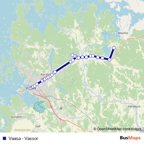 Vaasa - Vassor bus Line Map