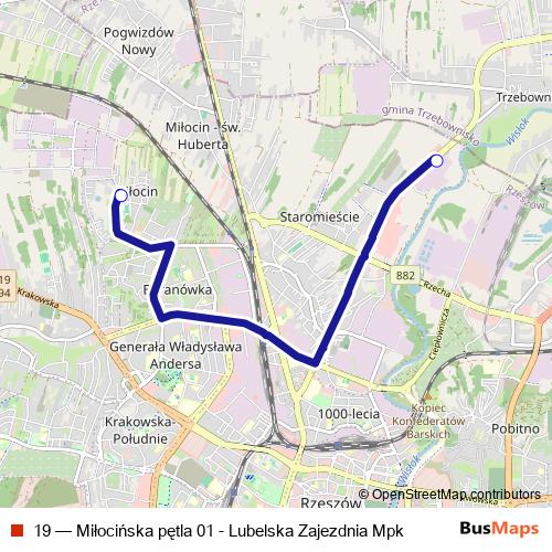 19 bus Line Map