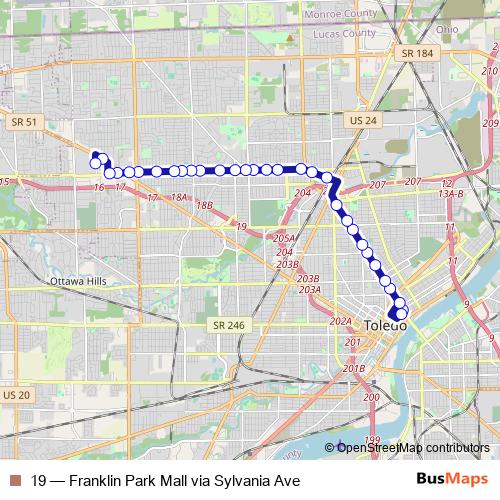19 bus Line Map