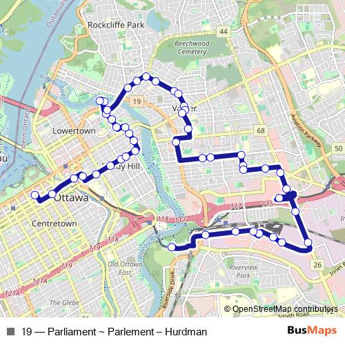 19 bus Line Map