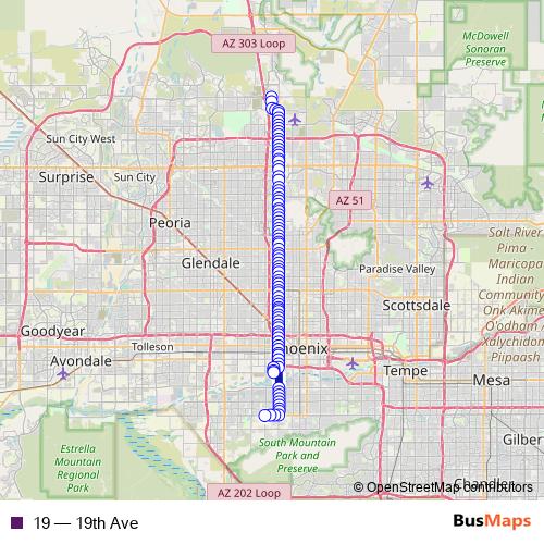19 bus Line Map