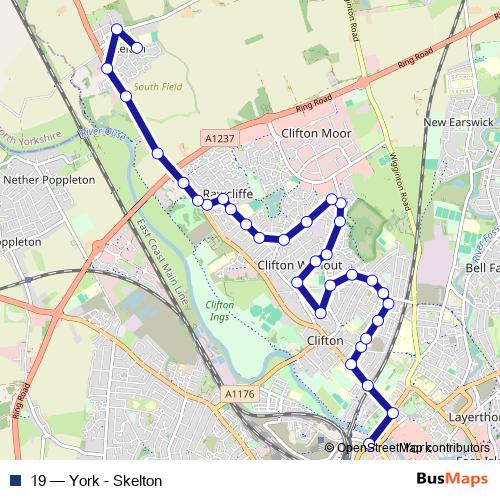 19 bus Line Map