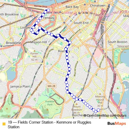 19 bus Line Map