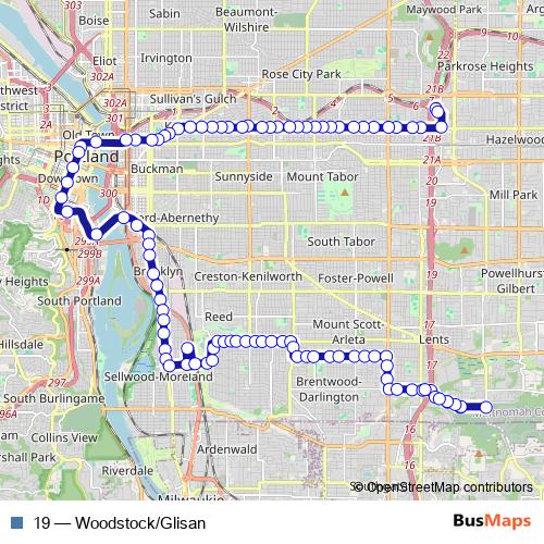 19 bus Line Map