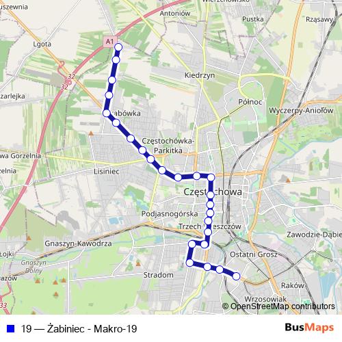 19 bus Line Map