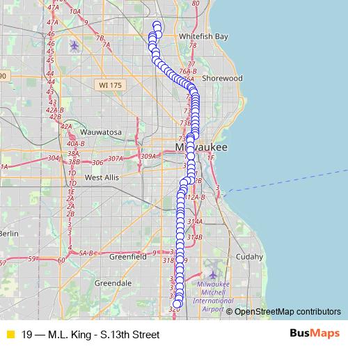19 bus Line Map