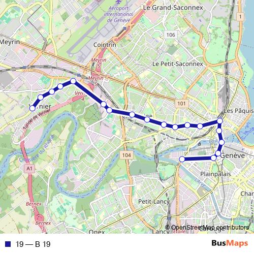 19 bus Line Map