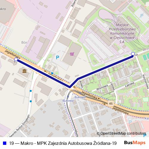 19 bus Line Map