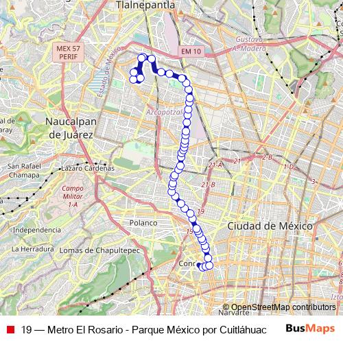 19 bus Line Map