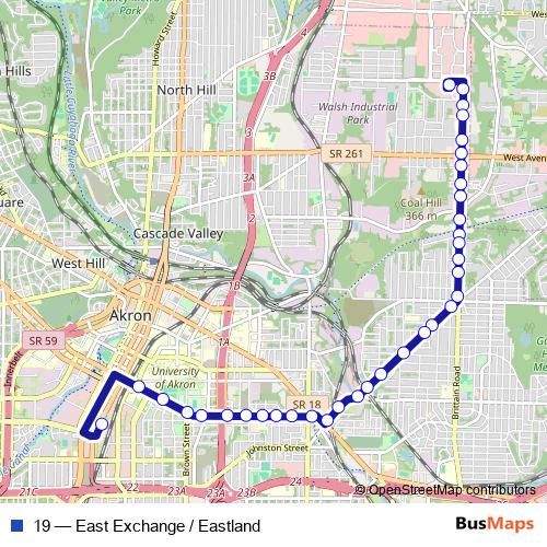 19 bus Line Map