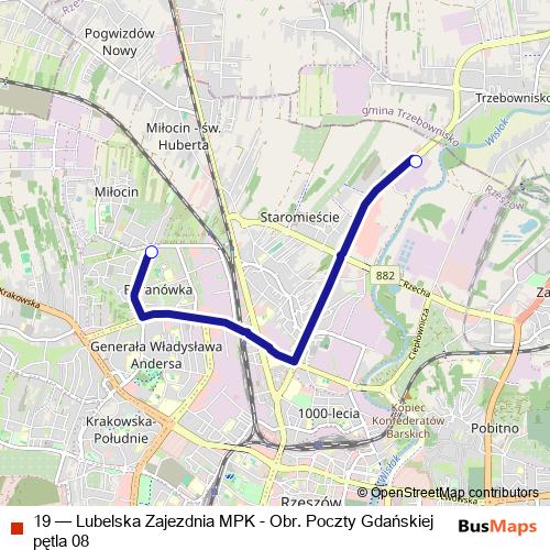 19 bus Line Map