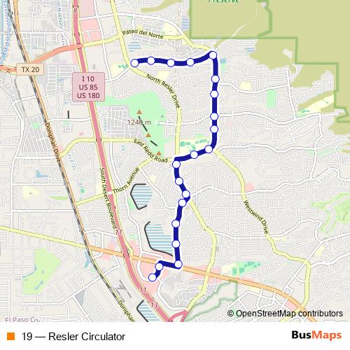 19 bus Line Map
